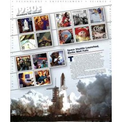 مینی شیت جشن قرن، دهه 1980 - پرتاب شاتل فضایی، سقوط دیوار برلین - آمریکا 2000 ارزش روی شیت 4.95 دلار