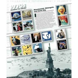 مینی شیت جشن قرن، دهه 1970 - دویستمین سالگرد، واترگیت و روز زمین - آمریکا 1999 ارزش روی شیت 4.95 دلار