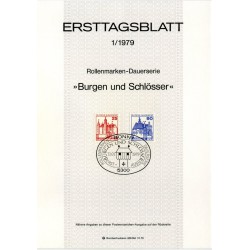برگه اولین روز انتشار تمبر سری پستی کاخ ها و قلعه ها - 25 و 90  - جمهوری فدرال آلمان 1978