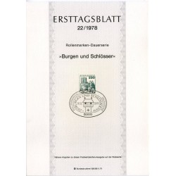 برگه اولین روز انتشار تمبر سری پستی کاخ ها و قلعه ها - 230 - جمهوری فدرال آلمان 1978
