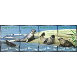 4 عدد تمبر حیات وحشی دریای بالتیک- فوکها - B- لهستان 2009