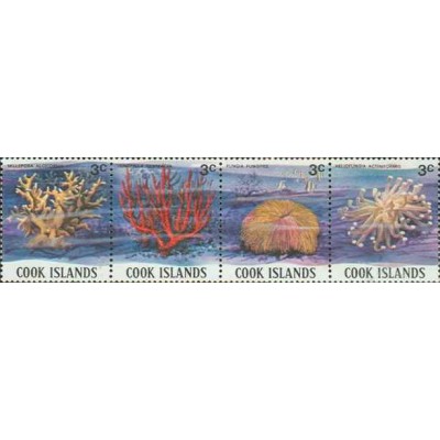 4 عدد تمبر مرجان ها - 3c - B - جزایر کوک 1980