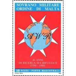 1 عدد تمبر چهلمین سالگرد تاسیس انجمن جهانی پناهندگان -  فرمانروایی مالت 1990