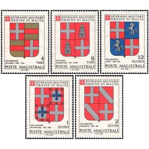 5 عدد تمبر نشان اسلحه استادان اعظم - فرمانروایی مالت 1980 5 عدد تمبر نشان اسلحه استادان اعظم - فرمانروایی مالت 1980