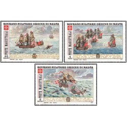 3 عدد تمبر نبردهای دریایی باستان -  فرمانروایی مالت 1977