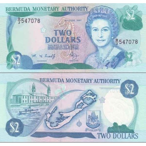 اسکناس 2 دلار - برمودا 1997
