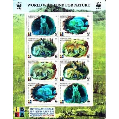 مینی شیت WWF - نمایشگاه بین المللی تمبر "iBRA '99" - هولوگرامی - روباه کورساکا -قرقیزستان 1999 قیمت 21 دلار