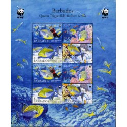 مینی شیت WWF - گونه های در حال انقراض - ملکه ماشه ماهی (Balistes vetula) -باربادوس 2006 قیمت 10.5 دلار