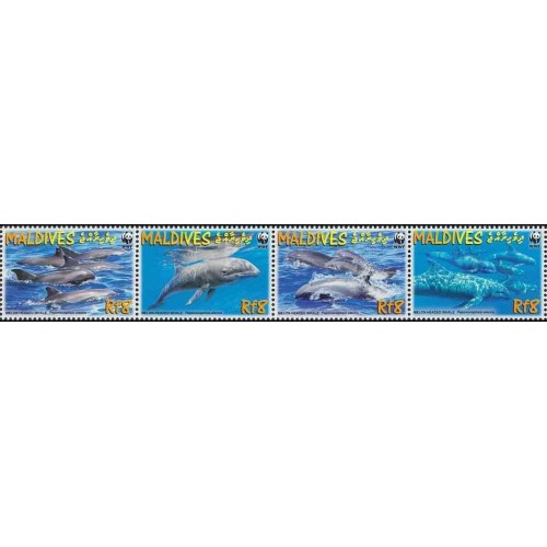 4 عدد تمبر WWF - صندوق جهانی حیات وحش - نهنگ ها - B - مالدیو 2009