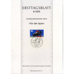 برگه اولین روز انتشار تمبر مسابقه اسب دوانی - جمهوری فدرال آلمان 1978