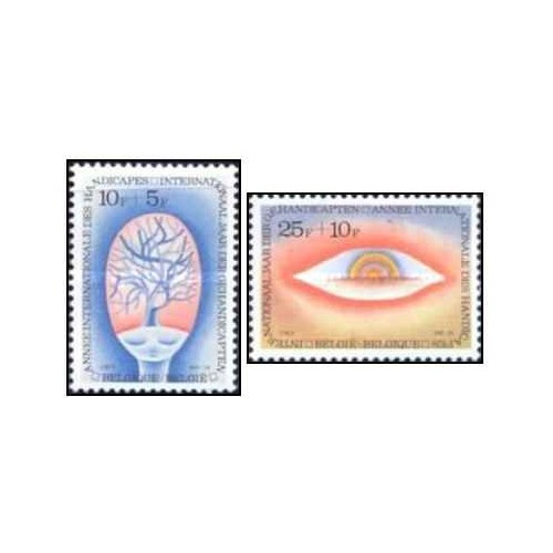 2 عدد تمبر سال بین المللی معلولیت سازمان ملل - بلژیک 1981 2 عدد تمبر سال بین المللی معلولیت سازمان ملل - بلژیک 1981