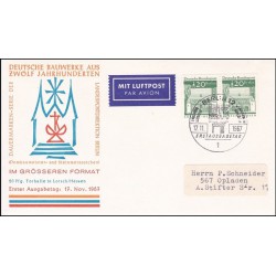 پاکت مهر روز تمبرهای سری پستی  دروازه براندنبورگ - 20 -  برلین آلمان 1966