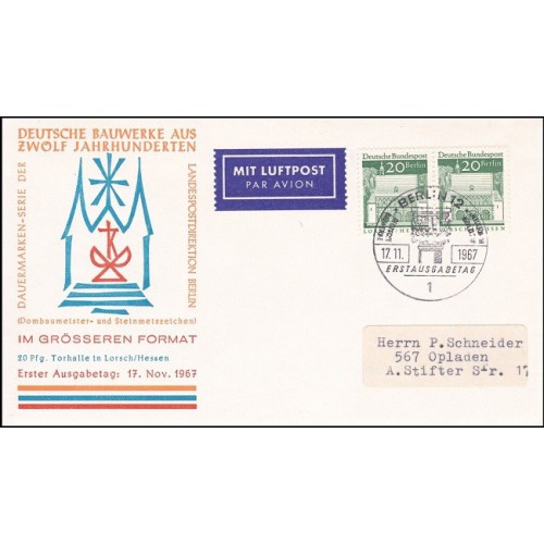 پاکت مهر روز تمبرهای سری پستی دروازه براندنبورگ - 20 - برلین آلمان 1966 پاکت مهر روز تمبرهای سری پستی دروازه براندنبورگ - 20 - برلین آلمان 1966