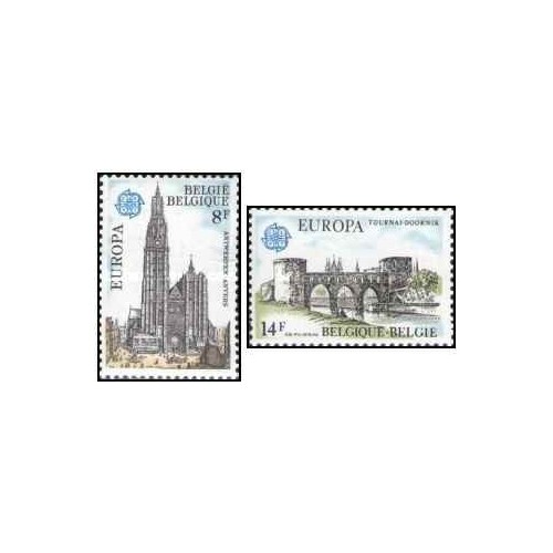 2 عدد تمبر مشترک اروپا - Europa Cept - بناهای تاریخی - بلژیک 1978