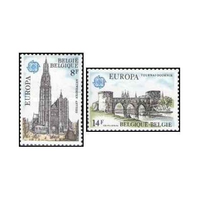 2 عدد تمبر مشترک اروپا - Europa Cept - بناهای تاریخی - بلژیک 1978