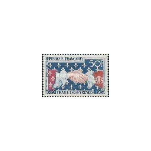 1 عدد تمبر سیصدمین سالگرد پیمان پیرنه - فرانسه 1959 1 عدد تمبر سیصدمین سالگرد پیمان پیرنه - فرانسه 1959