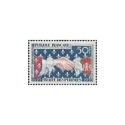1 عدد  تمبر سیصدمین سالگرد پیمان پیرنه  - فرانسه 1959