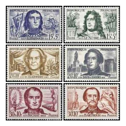 6 عدد تمبر مردان معروف - فرانسه 1959 قیمت 9.6 دلار 6 عدد تمبر مردان معروف - فرانسه 1959 قیمت 9.6 دلار