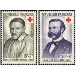 2 عدد  تمبر صلیب سرخ - فرانسه 1958