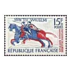 1 عدد  تمبر تکه ای از ملیله بایو  - فرانسه 1958
