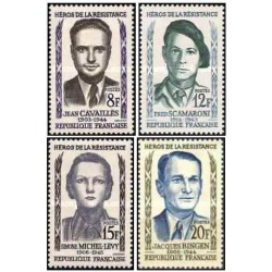 4 عدد  تمبر قهرمانان مقاومت - فرانسه 1958