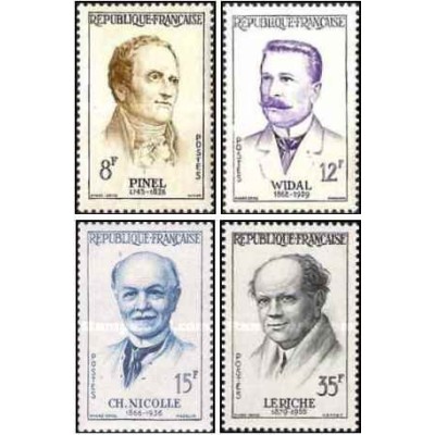 4 عدد  تمبر پزشکان فرانسوی - فرانسه 1958