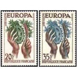2 عدد  تمبر مشترک اروپا - Europa Cept - فرانسه 1957