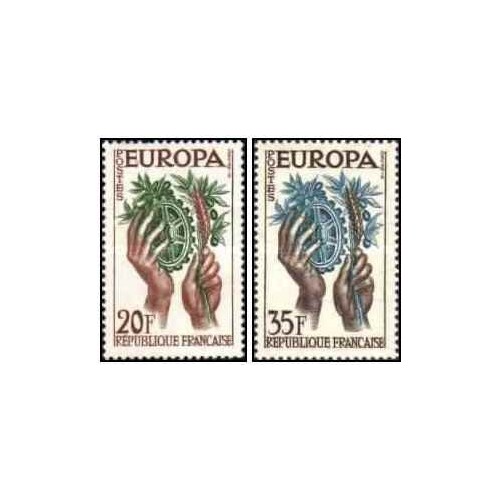 2 عدد  تمبر مشترک اروپا - Europa Cept - فرانسه 1957