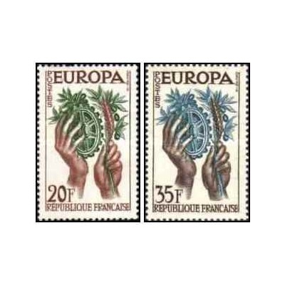 2 عدد  تمبر مشترک اروپا - Europa Cept - فرانسه 1957
