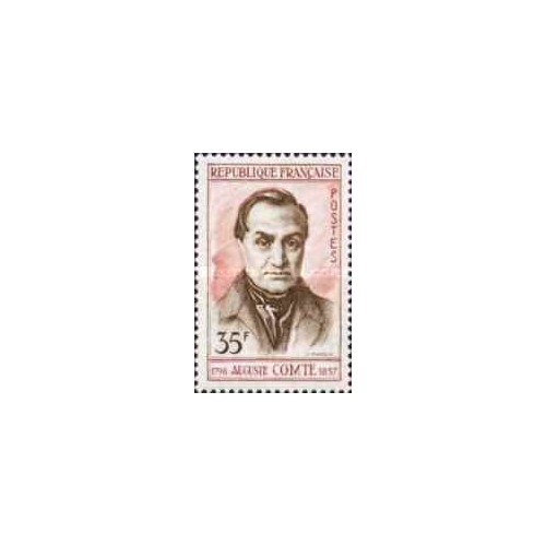 1 عدد  تمبر آگوست کنت - فیلسوف - فرانسه 1957