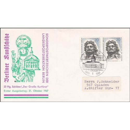 پاکت مهر روز گنجینه های هنری در برلین - 20 - برلین آلمان 1967 پاکت مهر روز گنجینه های هنری در برلین - 20 - برلین آلمان 1967