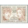 1 عدد  تمبر دوستی فرانسه و آمریکای لاتین - فرانسه 1956
