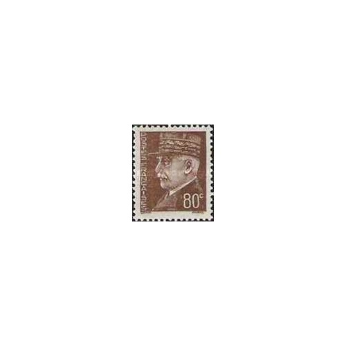 1 عدد  تمبر سری پستی - مارشال پتین - 80 سنت قهوه ای - فرانسه 1941