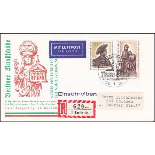 پاکت مهر روز گنجینه های هنری در برلین - 10 , 1.1 -  برلین آلمان 1967