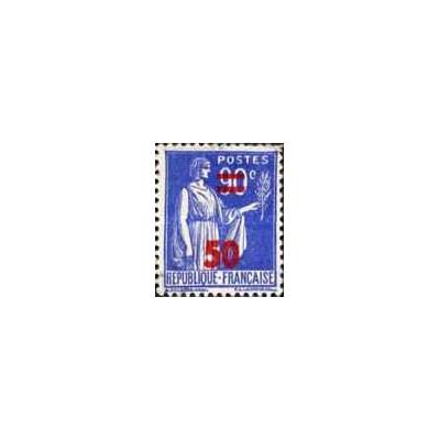 1 عدد  تمبر سری پستی - سورشارژ 50 سنت روی 90 - فرانسه 1940