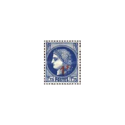 1 عدد  تمبر سری پستی - سورشارژ 1 فرانک روی 1.75- فرانسه 1940