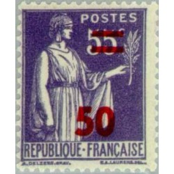 1 عدد  تمبر سری پستی - تمثال صلح - سورشارژ 50 سنت روی 55 - فرانسه 1940