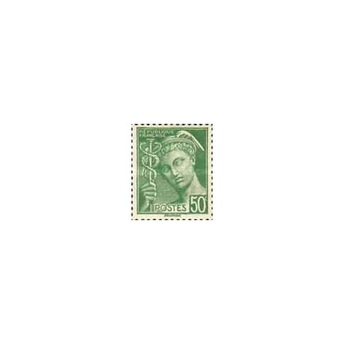 1 عدد تمبر سری پستی - مرکوری - 50c - فرانسه 1938 1 عدد تمبر سری پستی - مرکوری - 50c - فرانسه 1938