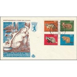 پاکت مهر روز تمبرهای رفاه جوانان - حیوانات در خطر انقراض -  برلین آلمان 1968