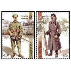 2 عدد  تمبر فراکسیون های شبه نظامی انقلاب اوکراین 1917-1921 - اوکراین 2019