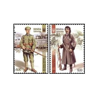2 عدد  تمبر فراکسیون های شبه نظامی انقلاب اوکراین 1917-1921 - اوکراین 2019