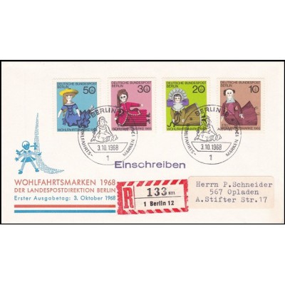 پاکت مهر روز تمبرهای خیریه -  برلین آلمان 1968