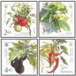 4 عدد  تمبر سبزیجات - خودچسب - اوکراین 2016