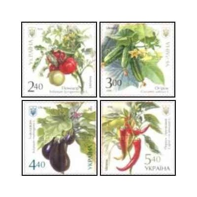 4 عدد  تمبر سبزیجات - خودچسب - اوکراین 2016