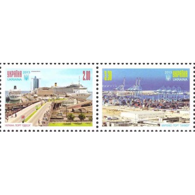 2 عدد  تمبر بنادر - تمبرمشترک با مراکش - اوکراین 2013