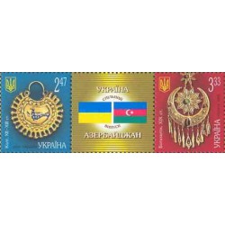 2 عدد  تمبر جواهرات - تمبر مشترک با آذربایجان  - اوکراین 2008 قیمت 4.5 دلار