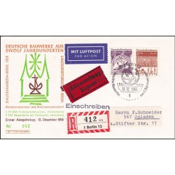 پاکت مهر روز تمبرهای سری پستی  ساختمان های آلمانی قرن 12 - 1.1,2DM -  برلین آلمان 1966
