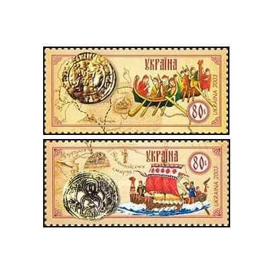 2 عدد  تمبر مسیرهای تجاری - اوکراین 2003