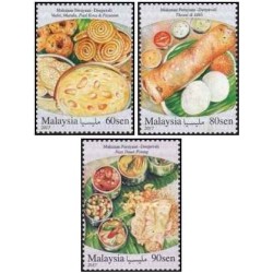 3 عدد تمبر غذای جشنواره - هندی - مالزی 2017