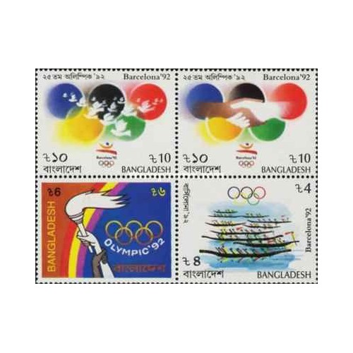 4 عدد تمبر بازی های المپیک - بارسلون، اسپانیا - بنگلادش 1992